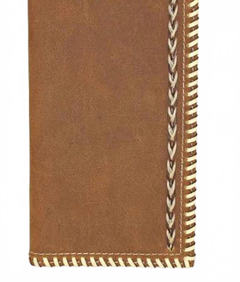 NEW JUSTIN men's leather whipped stitch rodeo wallet in tan